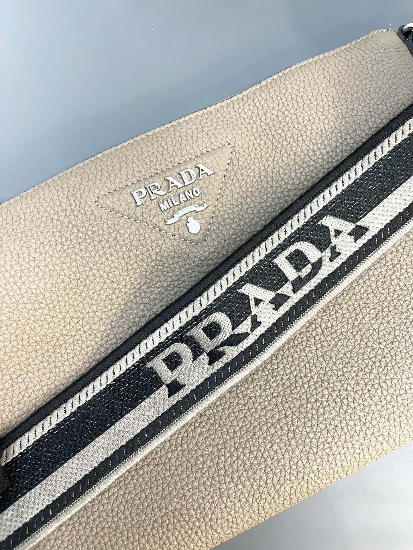 Prada Leather Shoulder Bag Tote Handbag Cameo Beige 1BH050